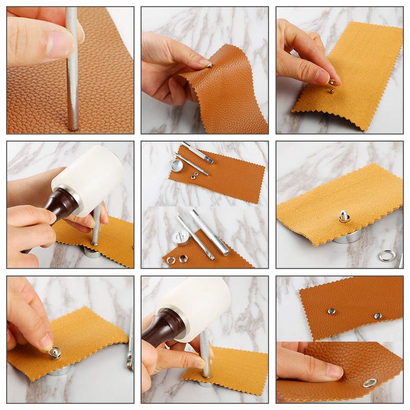 Caydo 400 Set 4 Style Snap Fasteners Kit Including Leather Rivets, Eyelets, Grommets, Binding Screws, Snap Buttons Press Studs kit with Fixing Tools for Thin Leather, Jacket, Jeans Wear - Image 5